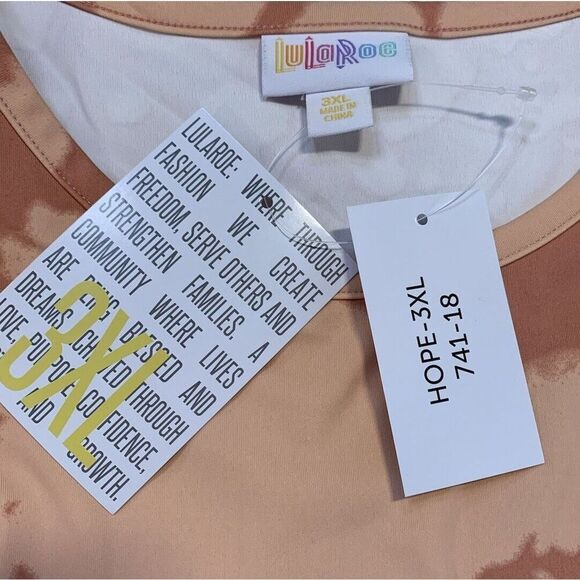 LuLaRoe Womens Bodysuit Tank Top Size 3XL 3X Hope Peach Pink Tie Dye Silky NWT - Picture 3 of 4